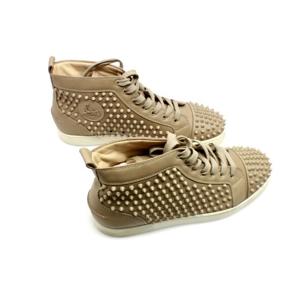 🔥 Christian Louboutin Beige Leather Louis Spike High Top Sneakers Trainers 45🔥 - Picture 3 of 6